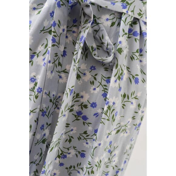 Vintage 90s Light Blue Floral Maxi Dress Lace Collared Long Cottagecore Dress M - Picture 8 of 9